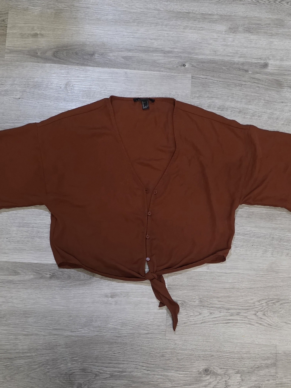 Forever 21 Rust Tie-Front V-Neck Crop Top